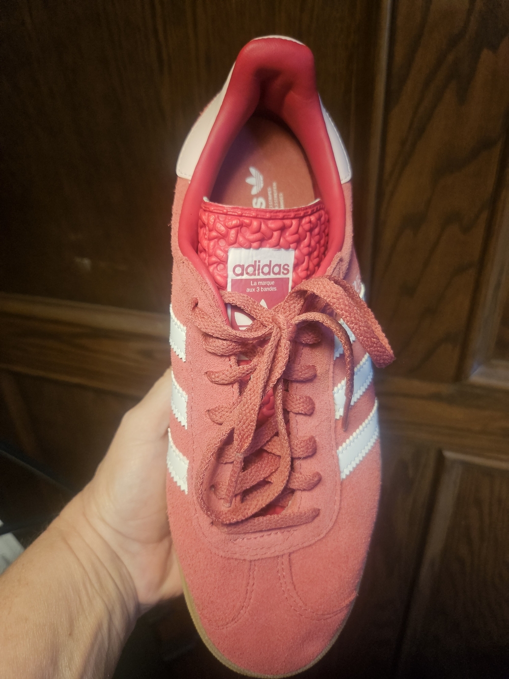 adidas Women’s 6.5 Or Kids 5 Suede Athletic Sneakers in Coral and White